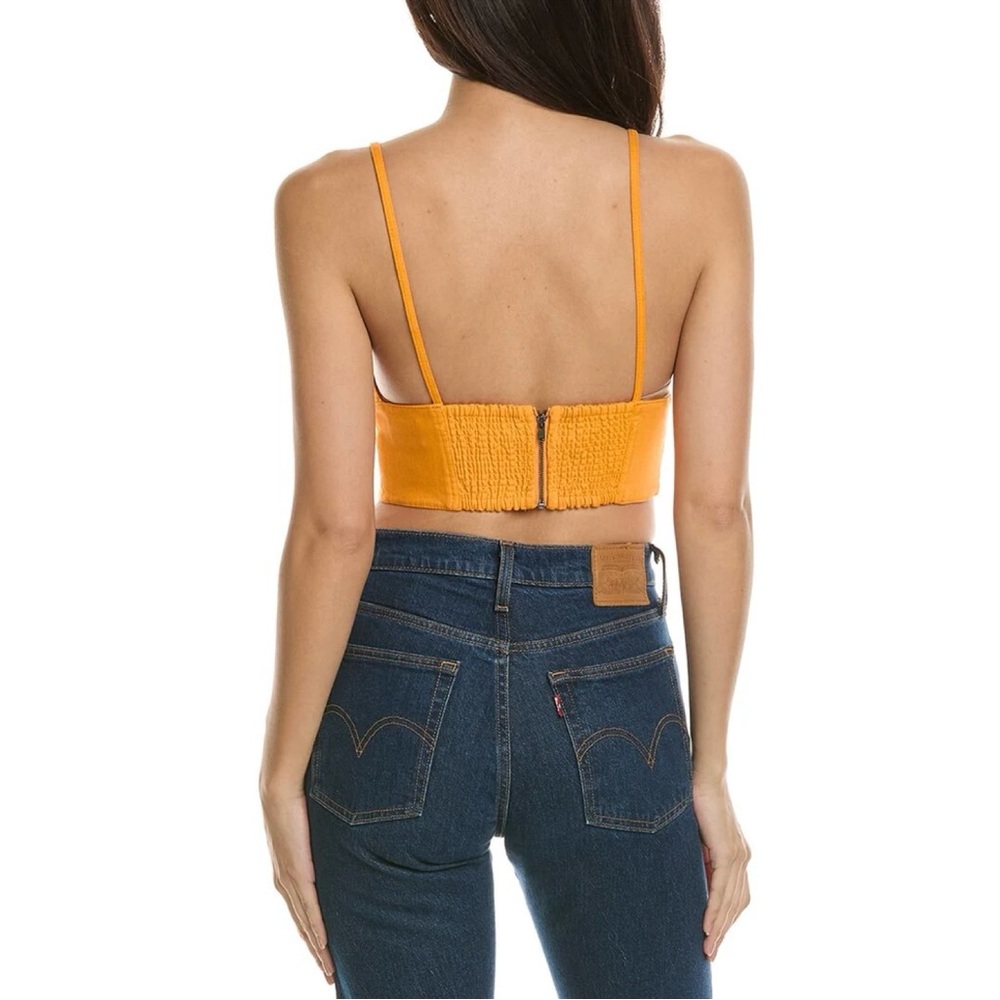 ALICE + OLIVIA Carli Denim Crop Top in Tangerine Size 6 - Picture 2 of 16